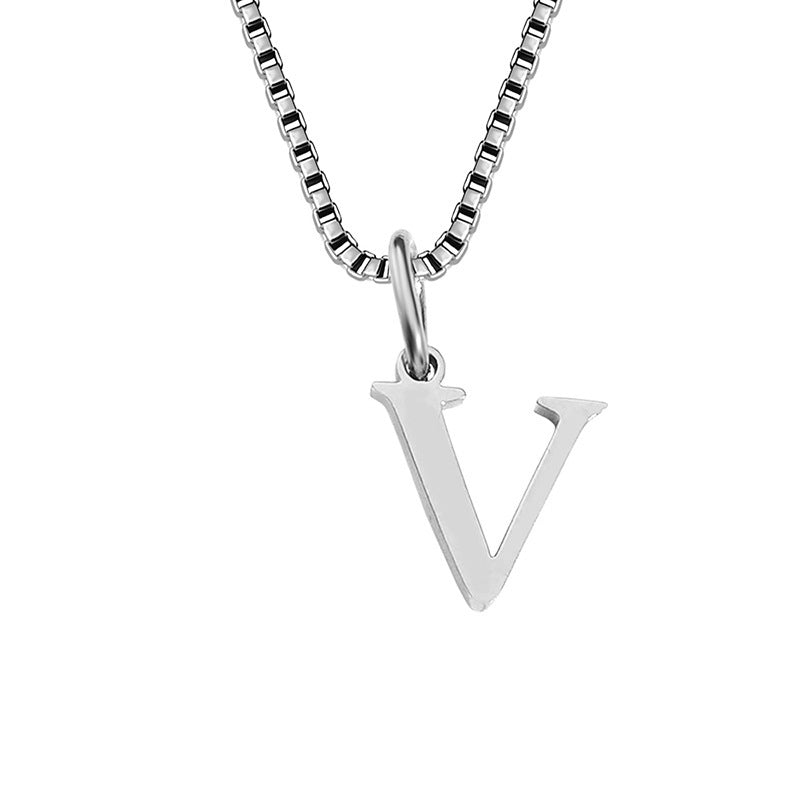 26 English Letter Necklace Titanium Steel Women's