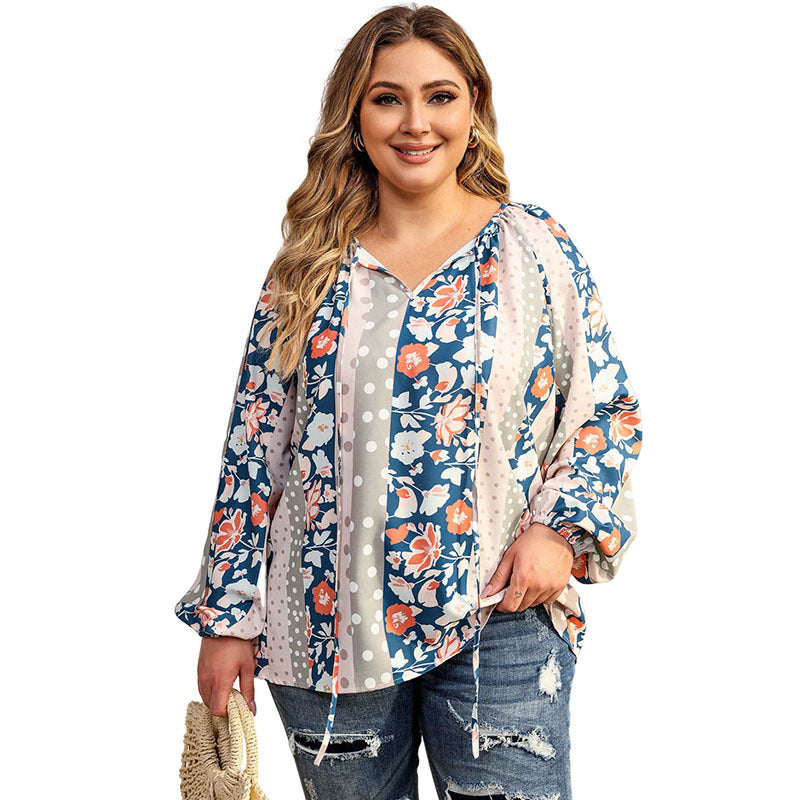 Fashion Loose Printed Long-sleeved Top Women