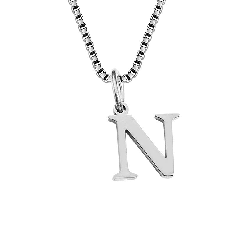 26 English Letter Necklace Titanium Steel Women's