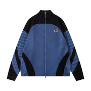 European And American Style Multi-colored Half-turtleneck Two-way Zipper Sweater Coat