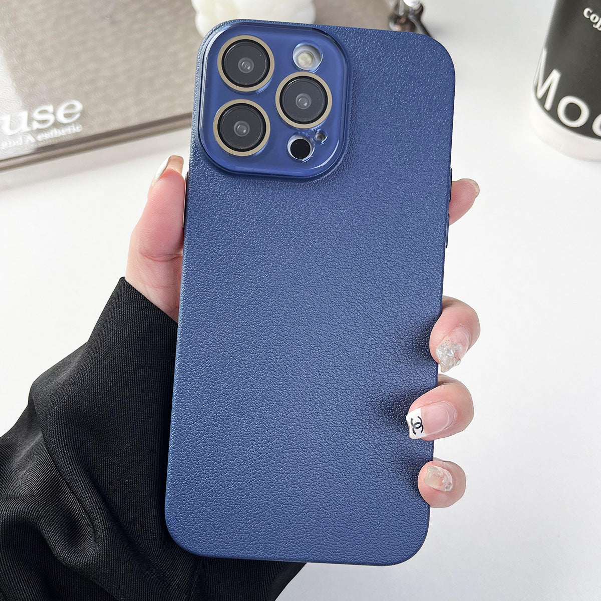 Solid Color Lychee Pattern Phone Case