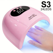 Professional 24-UV LED Nail Lamp - Fast Gel Polish Drying with Auto Sensor, 3 Timer Settings & LCD Display, USB Powered for Hands, Feet & Nails