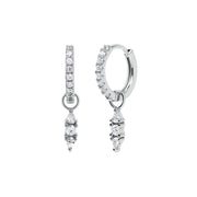 Silver Needle Geometric Zircon Ear Ring Women's Short