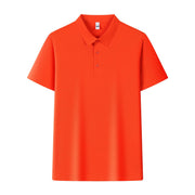 Ice Silk Seamless Polo Shirt Men's Cool Light Luxury Short Sleeve