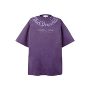 American Retro Washed Distressed Gothic Letter Embroidered Crew Neck Short Sleeve T-shirt For Men