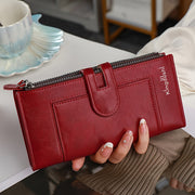 Classic Solid Color Long Clutch Wallet, Versatile Lightweight Coin Purse, Minimalist Retro Style Purse