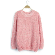 Women's Loose Candy Colored Mohair Pullover Sweater