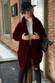 Solid Color Loose Lapels Coat Without Buckle