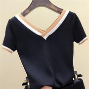 Women's Thin Sweater V-neck Ice Silk Top