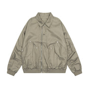 Loose Design Pocket Solid Color Polo Collar Coat