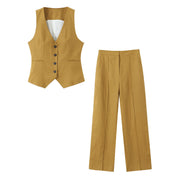 Linen Double Breasted Suit Coat Vest
