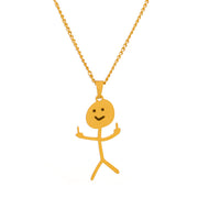 Cute Cartoon Stickman Pendant Stainless Steel Necklace
