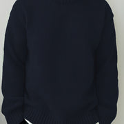 Men's Solid Knitted Pullover, Casual Long Sleeve Crew Neck Sweater For Fall Winter