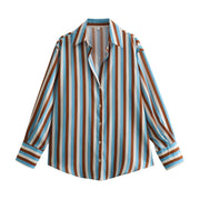 All-match Silk Satin Texture Draping Long-sleeved Shirt For Women