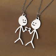Cute Cartoon Stickman Pendant Stainless Steel Necklace