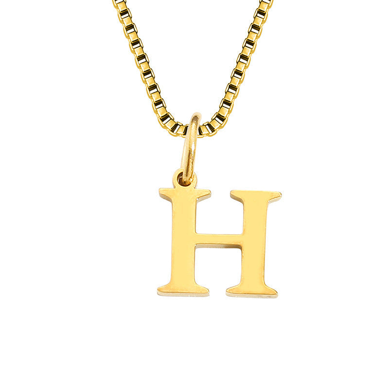 26 English Letter Necklace Titanium Steel Women's