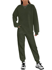 Women's Patchwork Long Sleeved Fashionable Casual Set