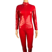 Uniform Corset Tight Fitting Mirror PVC One Piece Leather Jacket