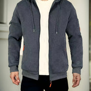 Men's Regular Fit Hoodie with Zip Pockets - Black, Polyester Blend, Long Sleeve, Casual Style