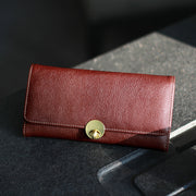 Women's Long Thin Top Layer Cowhide Lock Two-layer Wallet