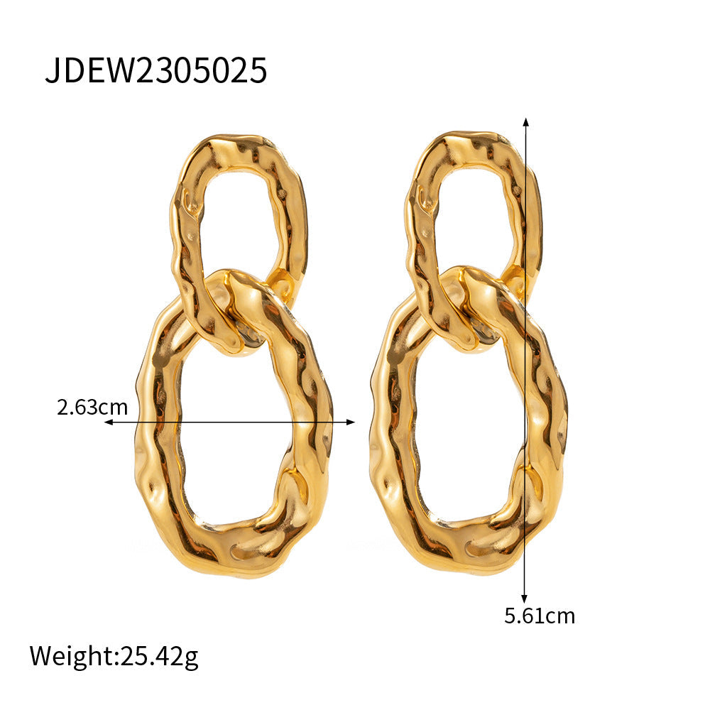 Retro Cold Ins Style Double Ring Earrings