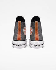 Converse sneakers alta da donna con zeppa Chuck Taylor All Star Lift Platform Metallico Glitter A01301C nero-rame-bianco
