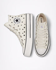 Converse sneakers alta in canvas con zeppa Chuck Taylor All Star Lift Platform Embroidered Stars A03724C egret-black