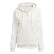Adidas Felpa da donna con cappuccio e cerniera intera con 3 Strisce IM0239 bianco latte