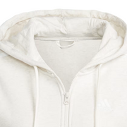 Adidas Felpa da donna con cappuccio e cerniera intera con 3 Strisce IM0239 bianco latte