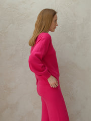 Cashmere Mix Balloon Sleeve Crewneck
