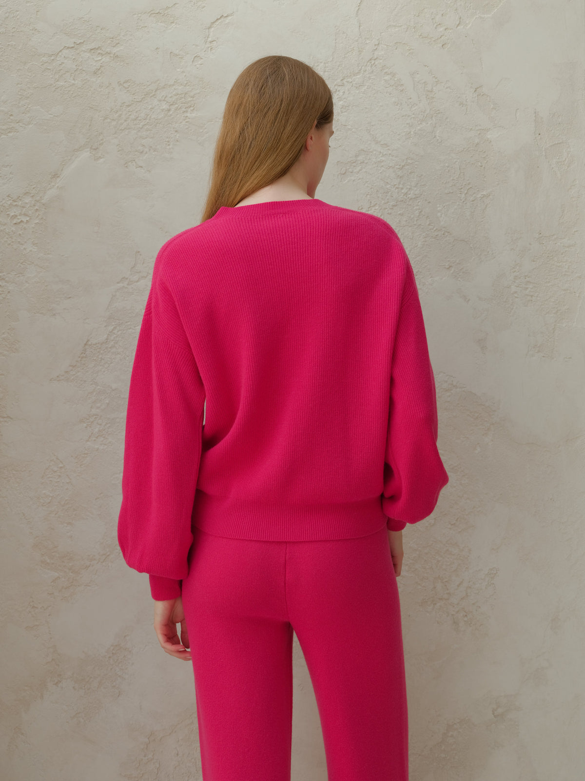 Cashmere Mix Balloon Sleeve Crewneck