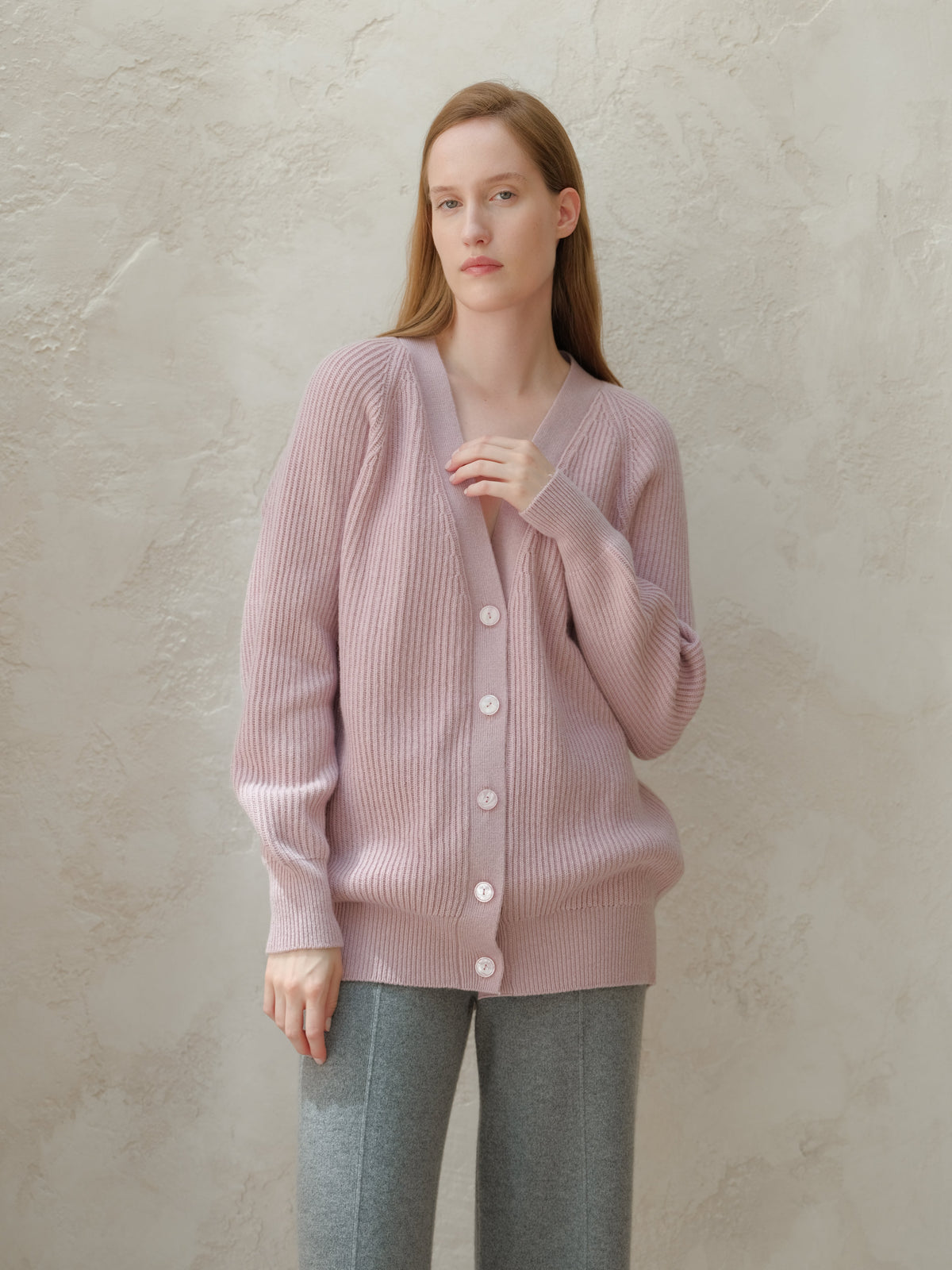Cashmere Mix Long Ribbed Cardigan
