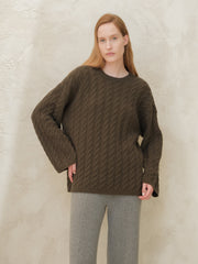 Cashmere Mix Maxi Cable Sweater