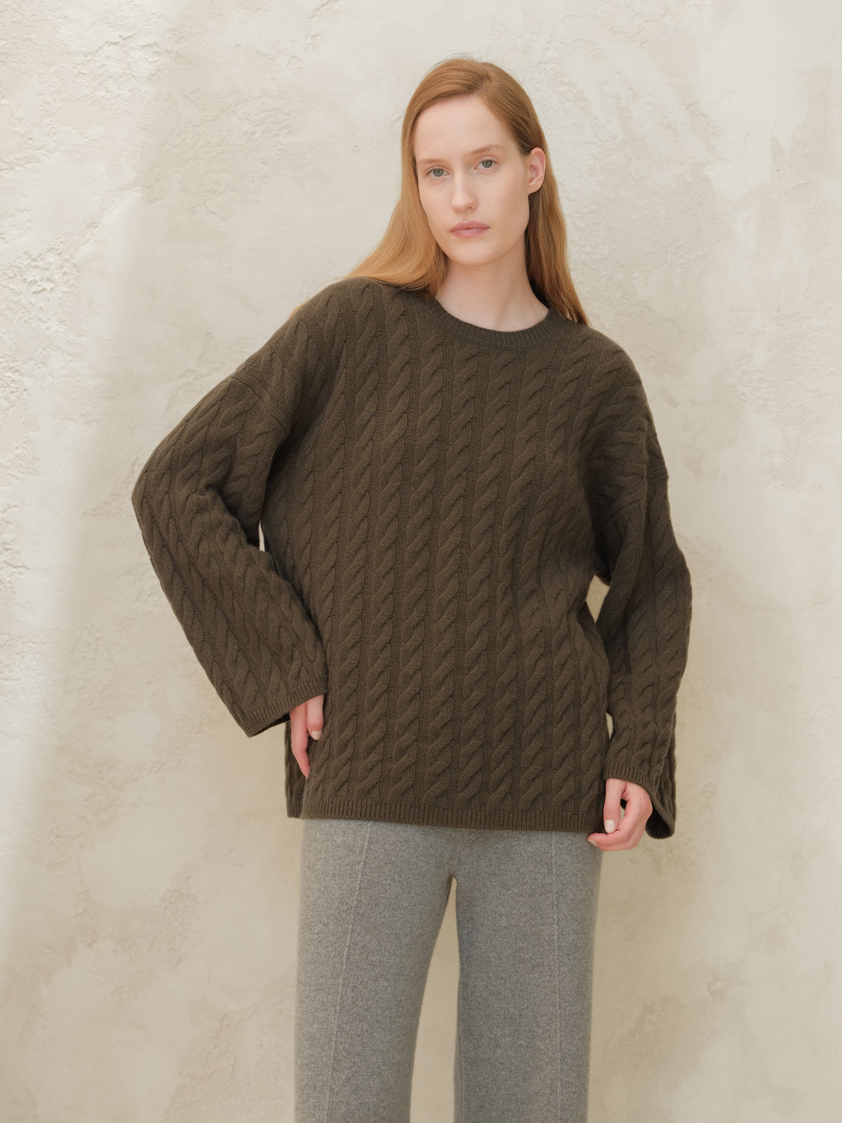 Cashmere Mix Maxi Cable Sweater