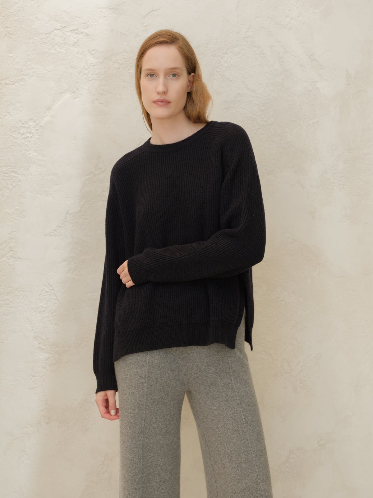Cashmere Mix Ribbed Crewneck