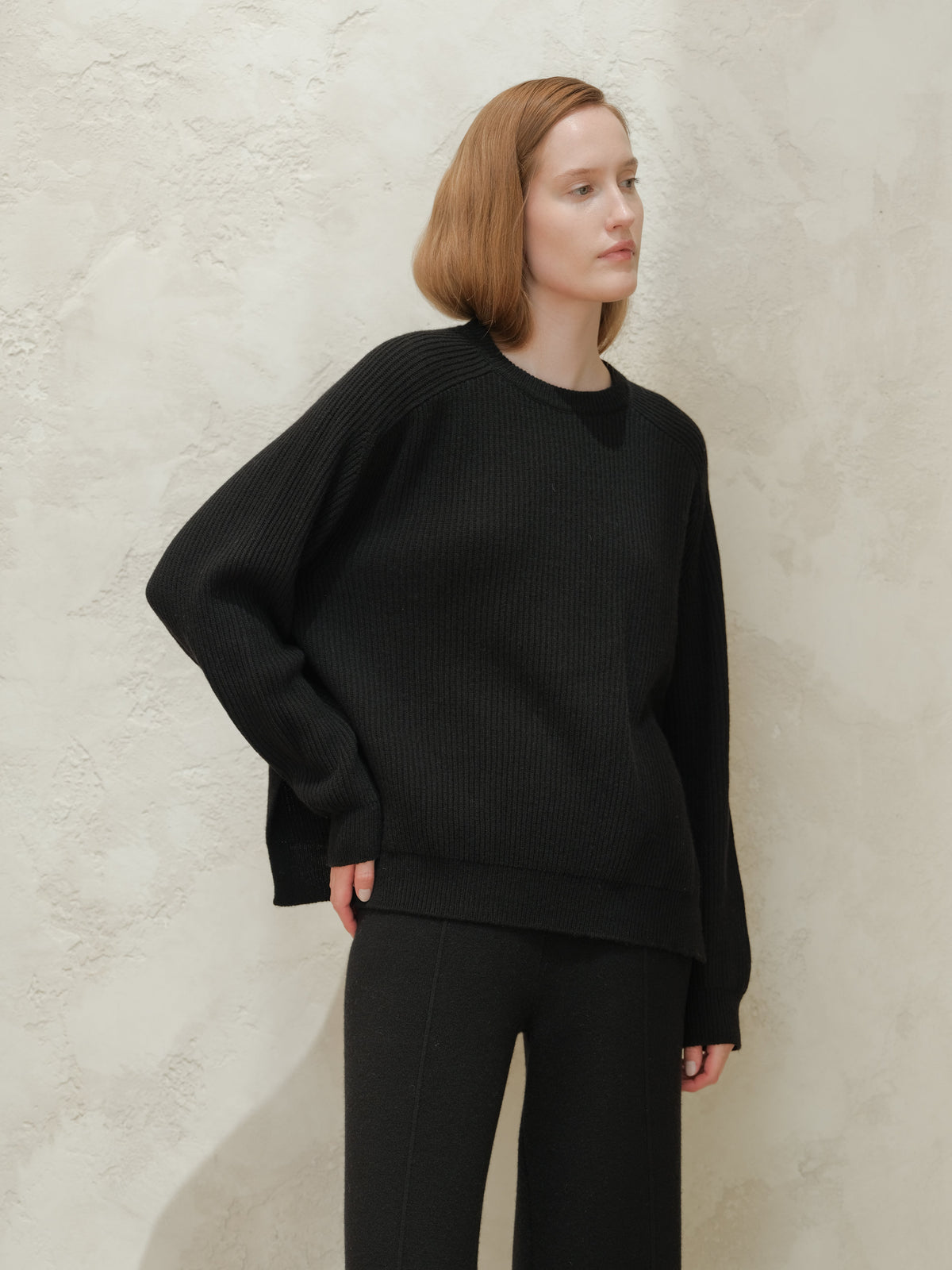 Cashmere Mix Ribbed Crewneck
