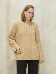 Cashmere Mix Maxi Cable Sweater
