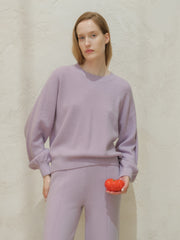 Cashmere Mix Balloon Sleeve Crewneck