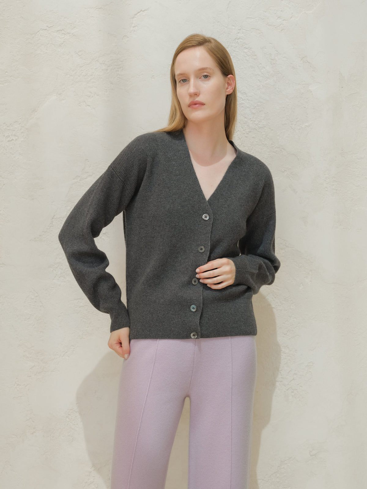 Cashmere Mix Ribbed Cardigan