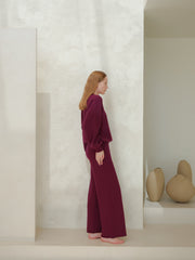Cashmere Mix Balloon Sleeve Crewneck