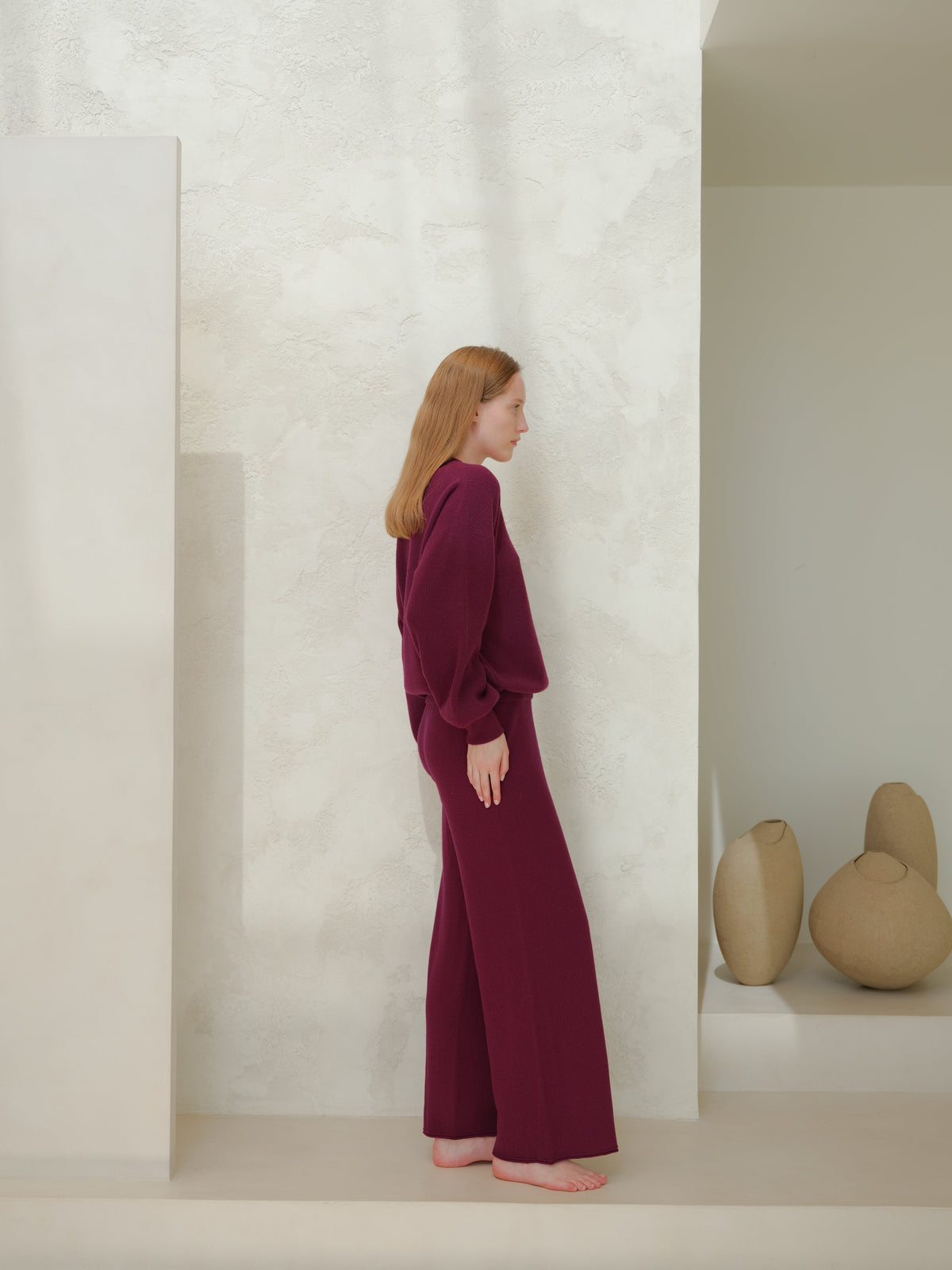 Cashmere Mix Balloon Sleeve Crewneck