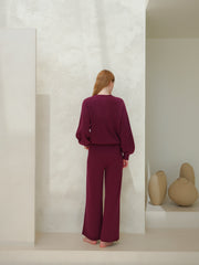 Cashmere Mix Balloon Sleeve Crewneck