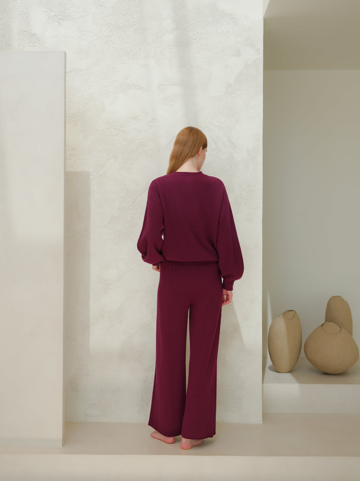 Cashmere Mix Balloon Sleeve Crewneck