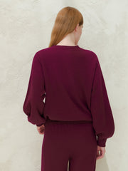 Cashmere Mix Balloon Sleeve Crewneck