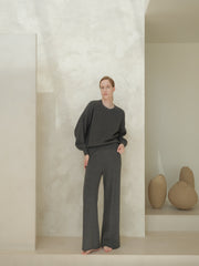 Cashmere Mix Balloon Sleeve Crewneck