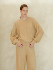 Cashmere Mix Balloon Sleeve Crewneck