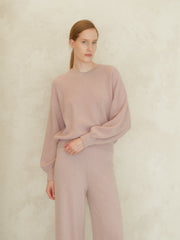 Cashmere Mix Balloon Sleeve Crewneck