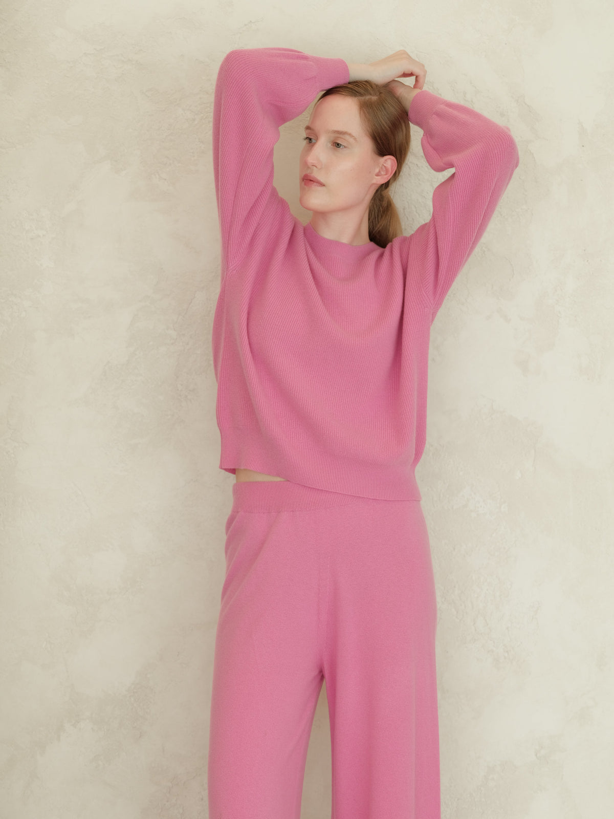 Cashmere Mix Balloon Sleeve Crewneck