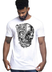 Artskull Floreal Skull Zombi Tattoo 9016 T-shirt Urban Men Uomo 100% Cotone Pettinato JK