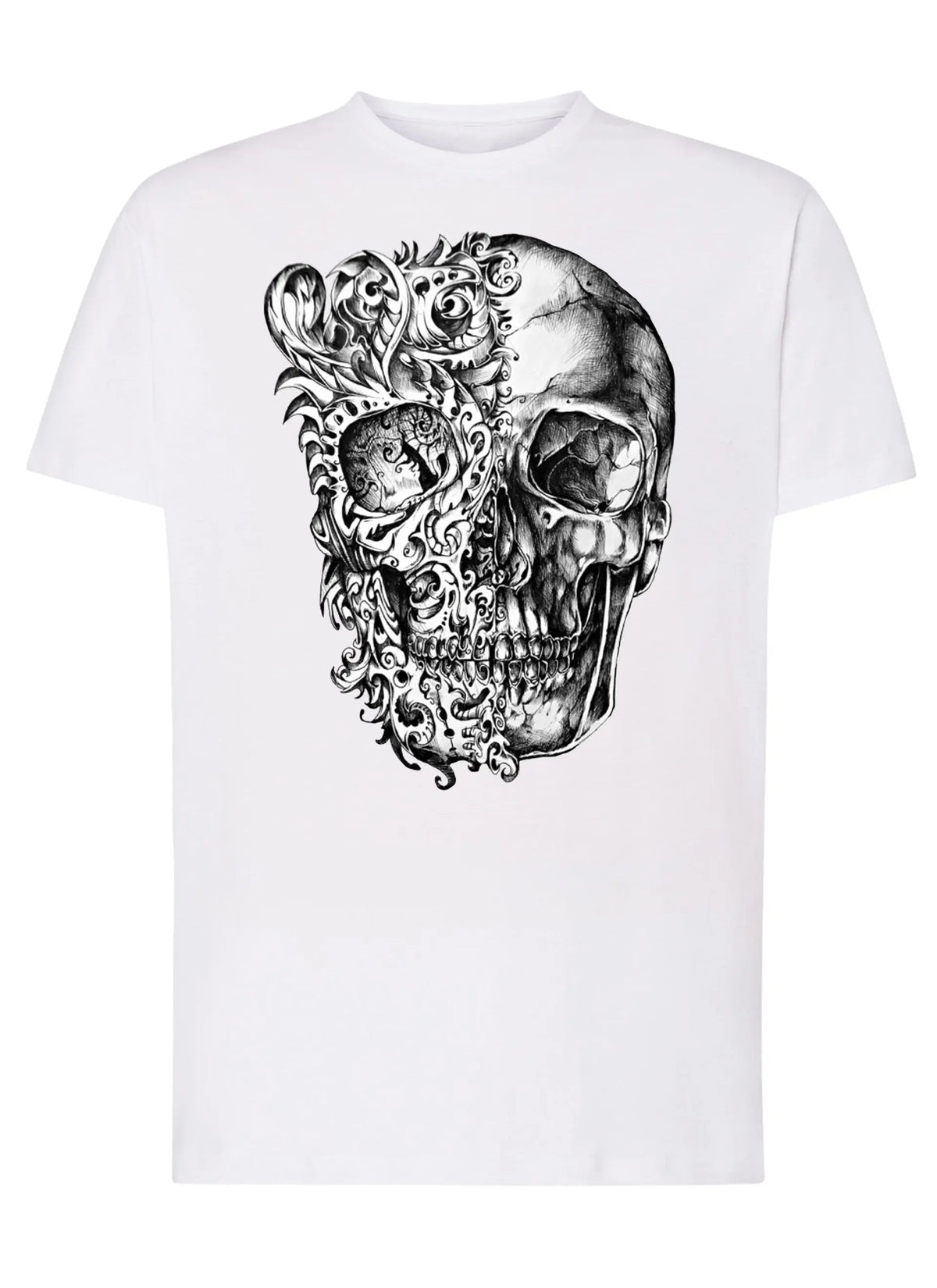 Artskull Floreal Skull Zombi Tattoo 9016 T-shirt Urban Men Uomo 100% Cotone Pettinato JK